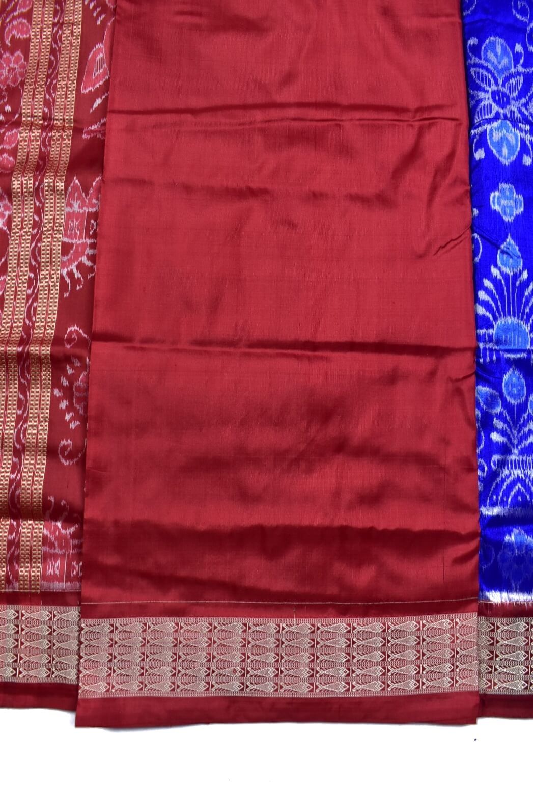Blue Colour Sambalpuri Handloom Bandha Silk Saree - Image 5
