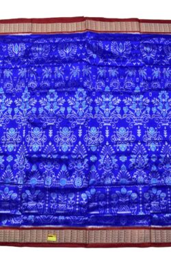 Blue Colour Sambalpuri Handloom Bandha Silk Saree