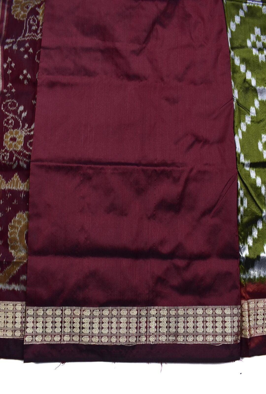 Mahendi Colour Pasapali Design Sambalpuri Handloom Bandha Silk Saree - Image 5