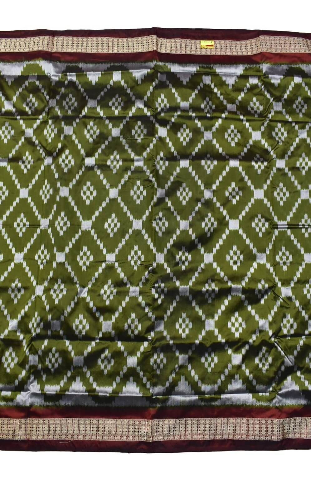 Mahendi Colour Pasapali Design Sambalpuri Handloom Bandha Silk Saree