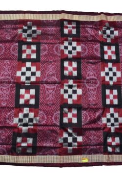 Maroon-Black Combination Pasapali Design Sambalpuri Handloom Bandha Silk Saree