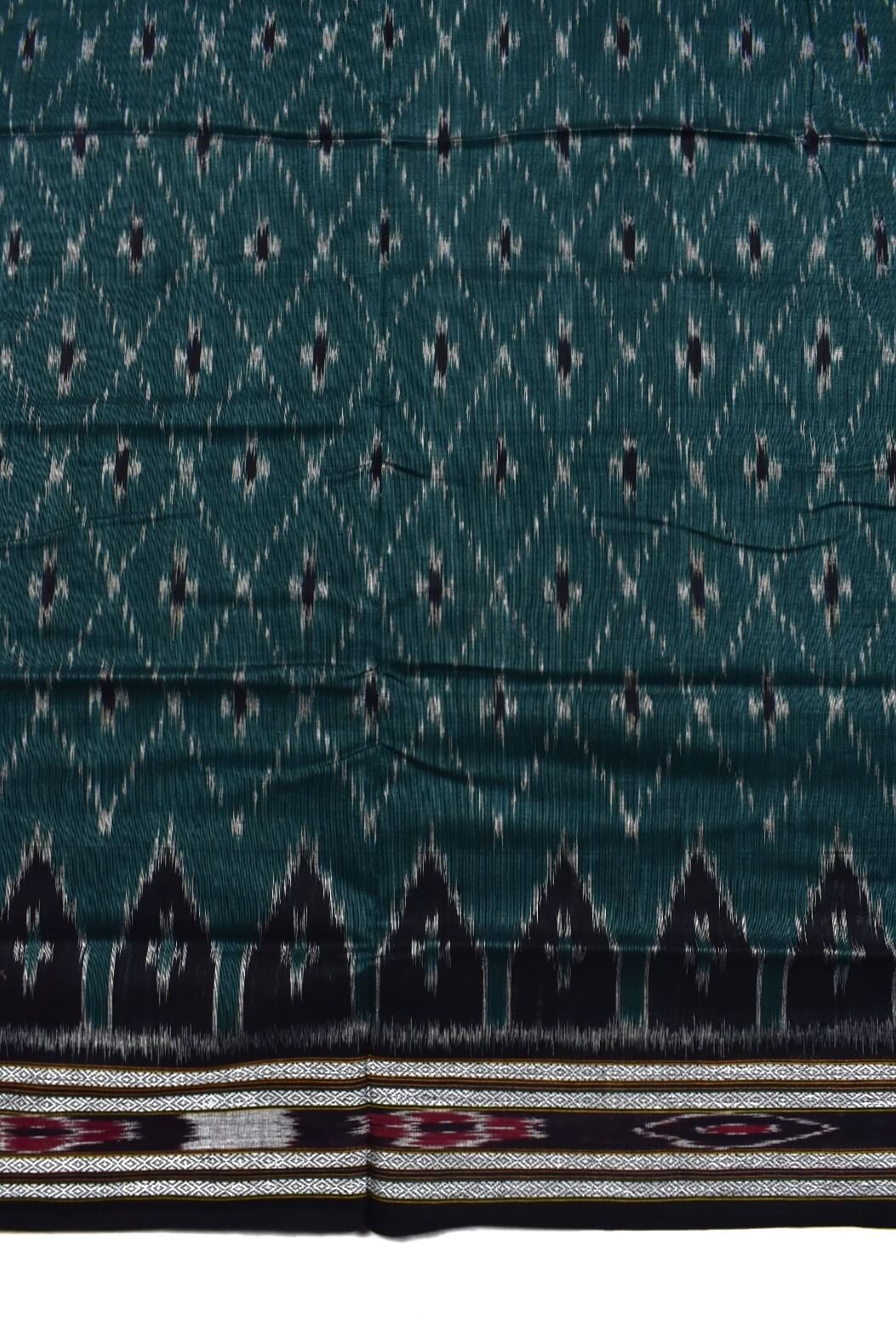 Bottle Green Colour Sambalpuri Handloom Mania Bandha Cotton Saree - Image 4