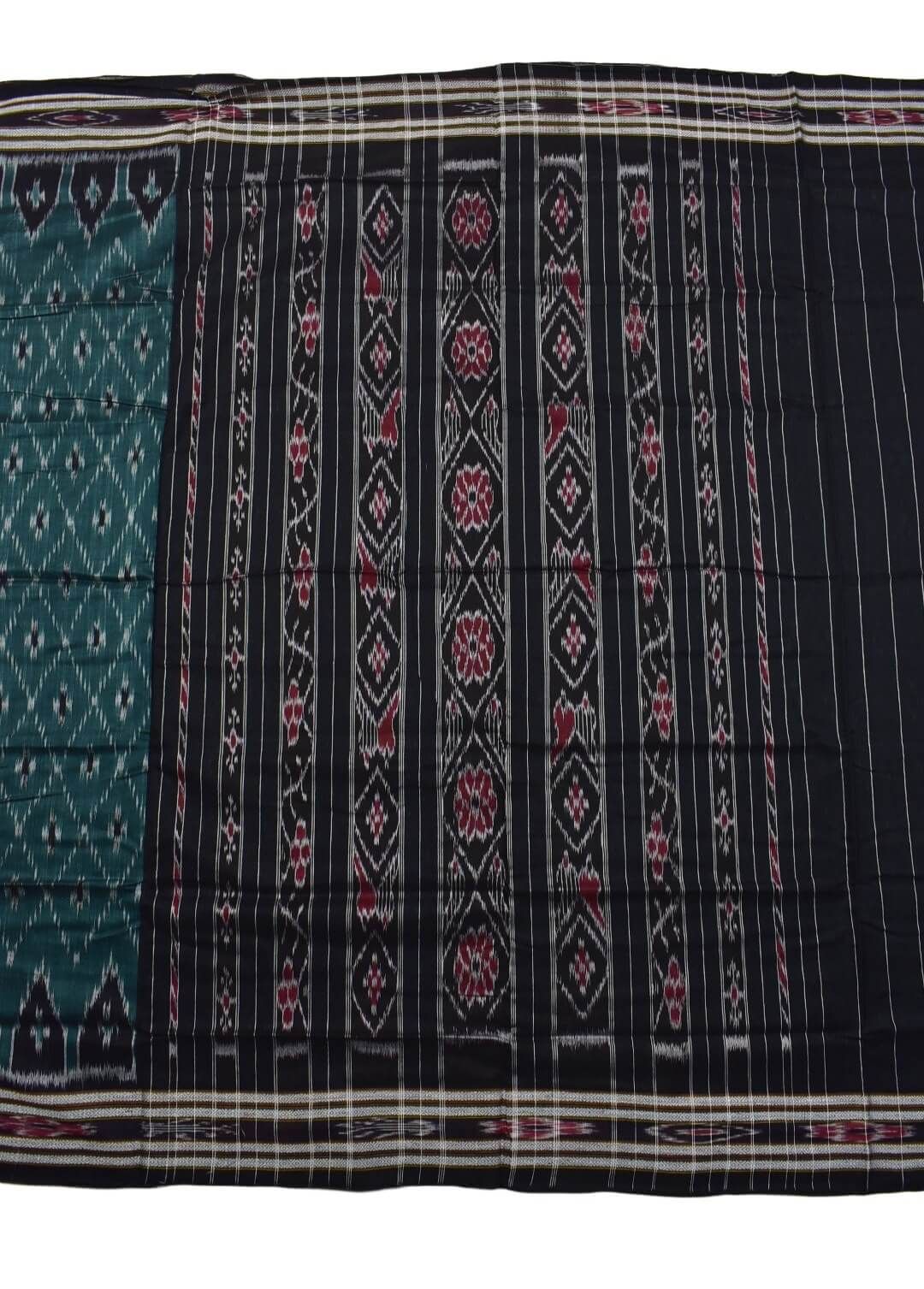 Bottle Green Colour Sambalpuri Handloom Mania Bandha Cotton Saree - Image 2