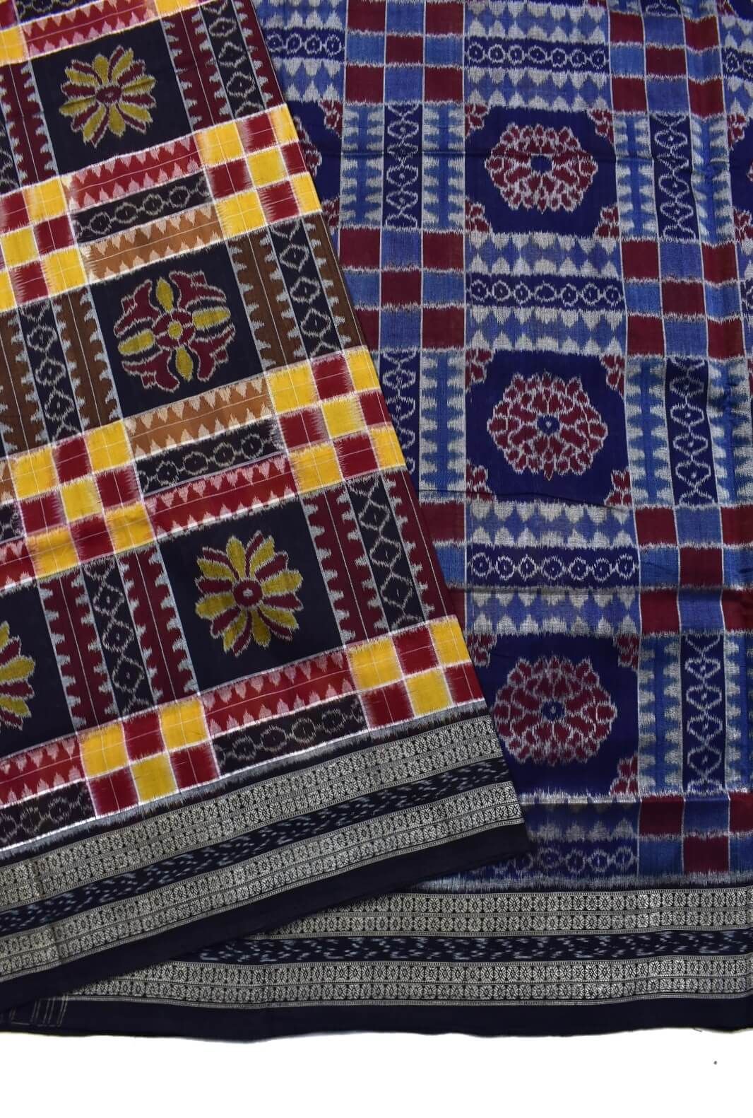 Black-Yellow Combination Sambalpuri Handloom Utkal Laxmi Cotton Saree - Image 3