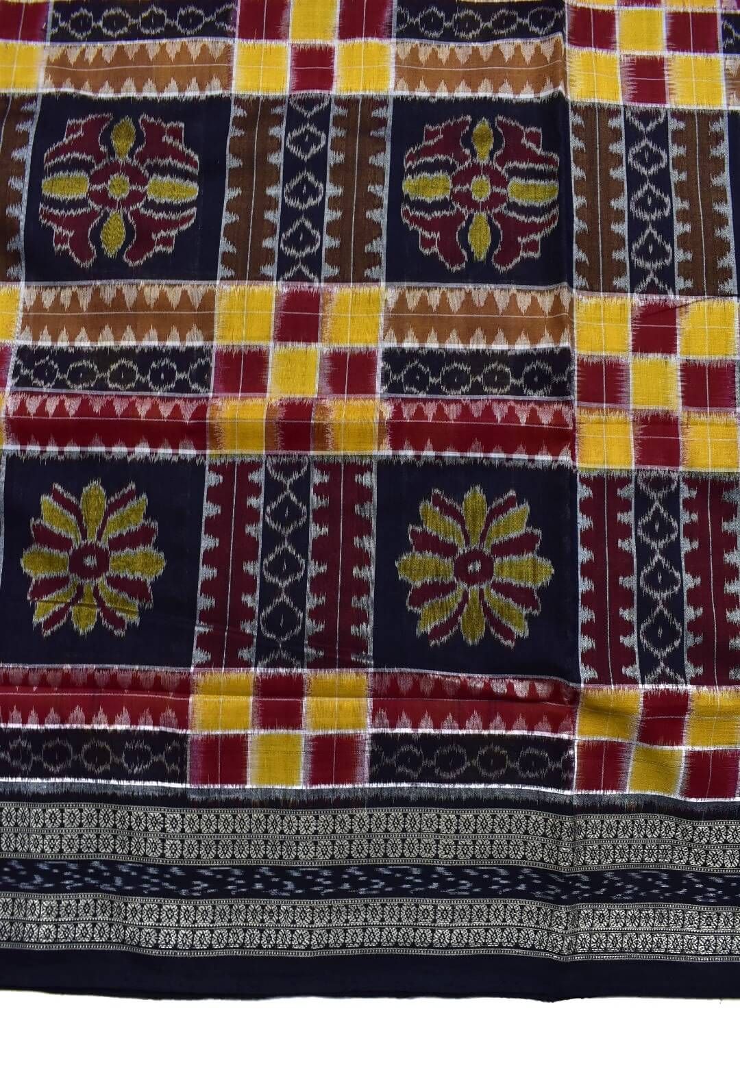 Black-Yellow Combination Sambalpuri Handloom Utkal Laxmi Cotton Saree - Image 4