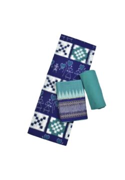 Blue Colour Pasapali Design Sambalpuri Handloom Cotton Dress Material