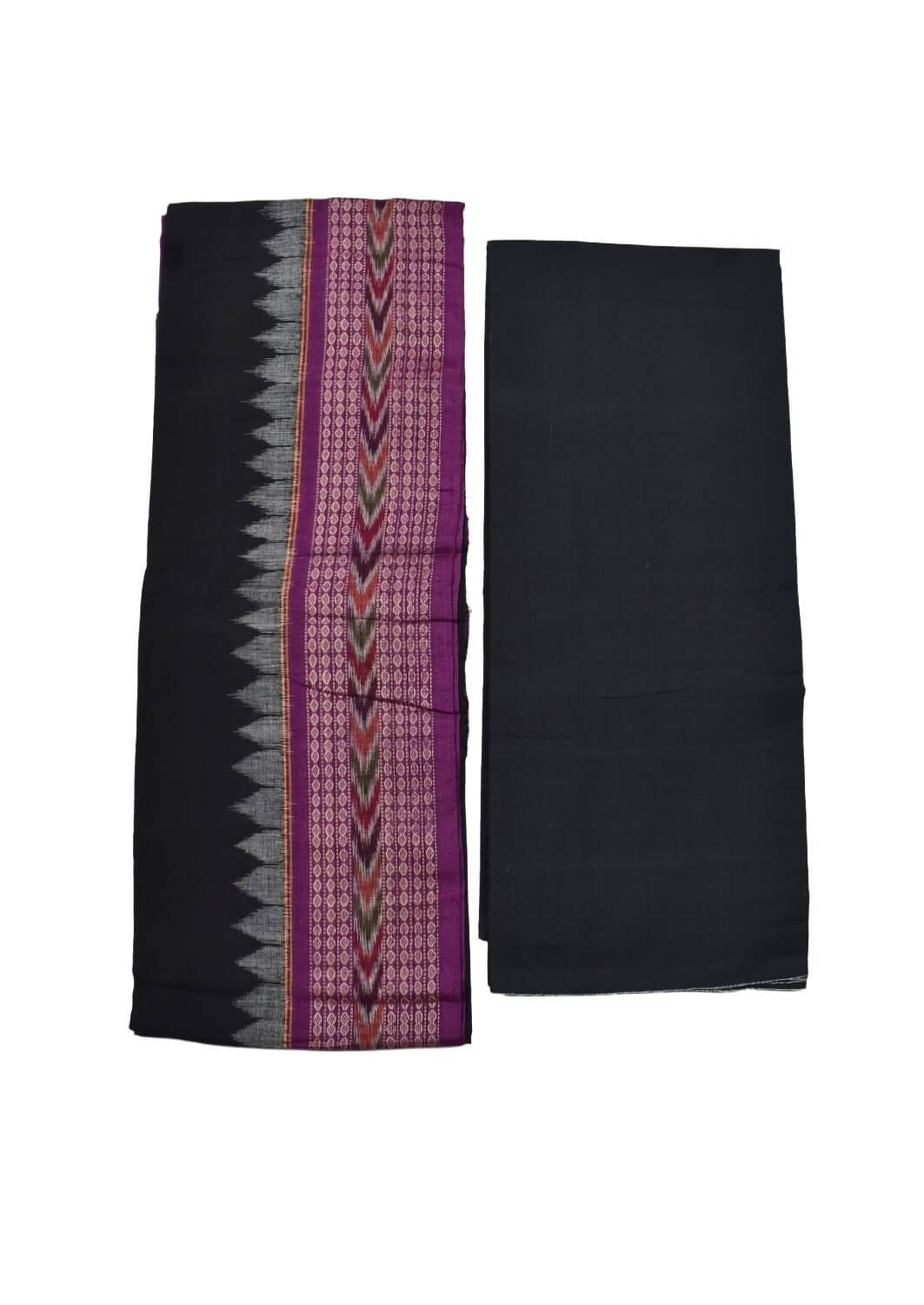 lite purple Colour Peacock Design Sambalpuri Handloom Cotton Dress Materials - Image 2