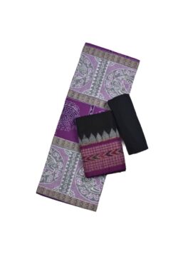lite purple Colour Peacock Design Sambalpuri Handloom Cotton Dress Materials