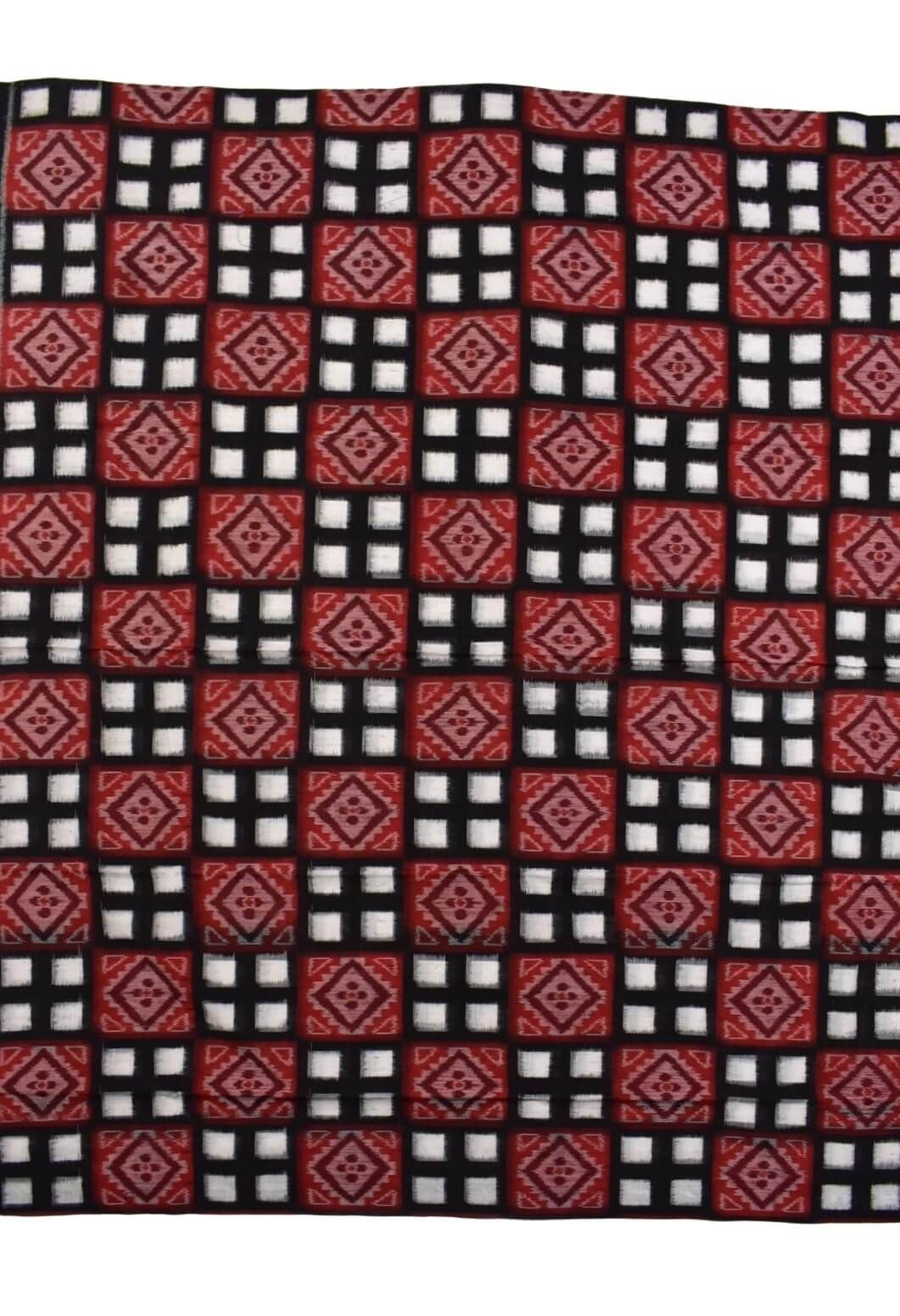 Red-Black Colour Pasapali Design Sambalpuri Handloom Cotton Dress Materials - Image 4