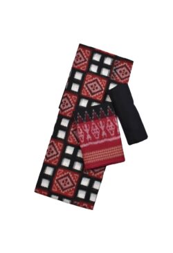 Red-Black Colour Pasapali Design Sambalpuri Handloom Cotton Dress Materials
