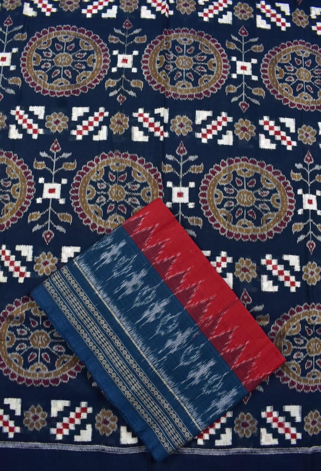 Sumati Colour Pasapali Design Sambalpuri Handloom Cotton Dress Materials - Image 3