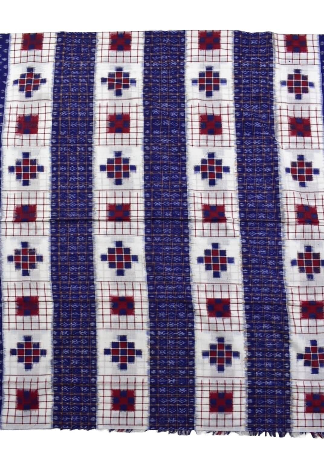 Blue Colour Pasapali Design Sambalpuri Handloom Cotton Dress Materials - Image 4