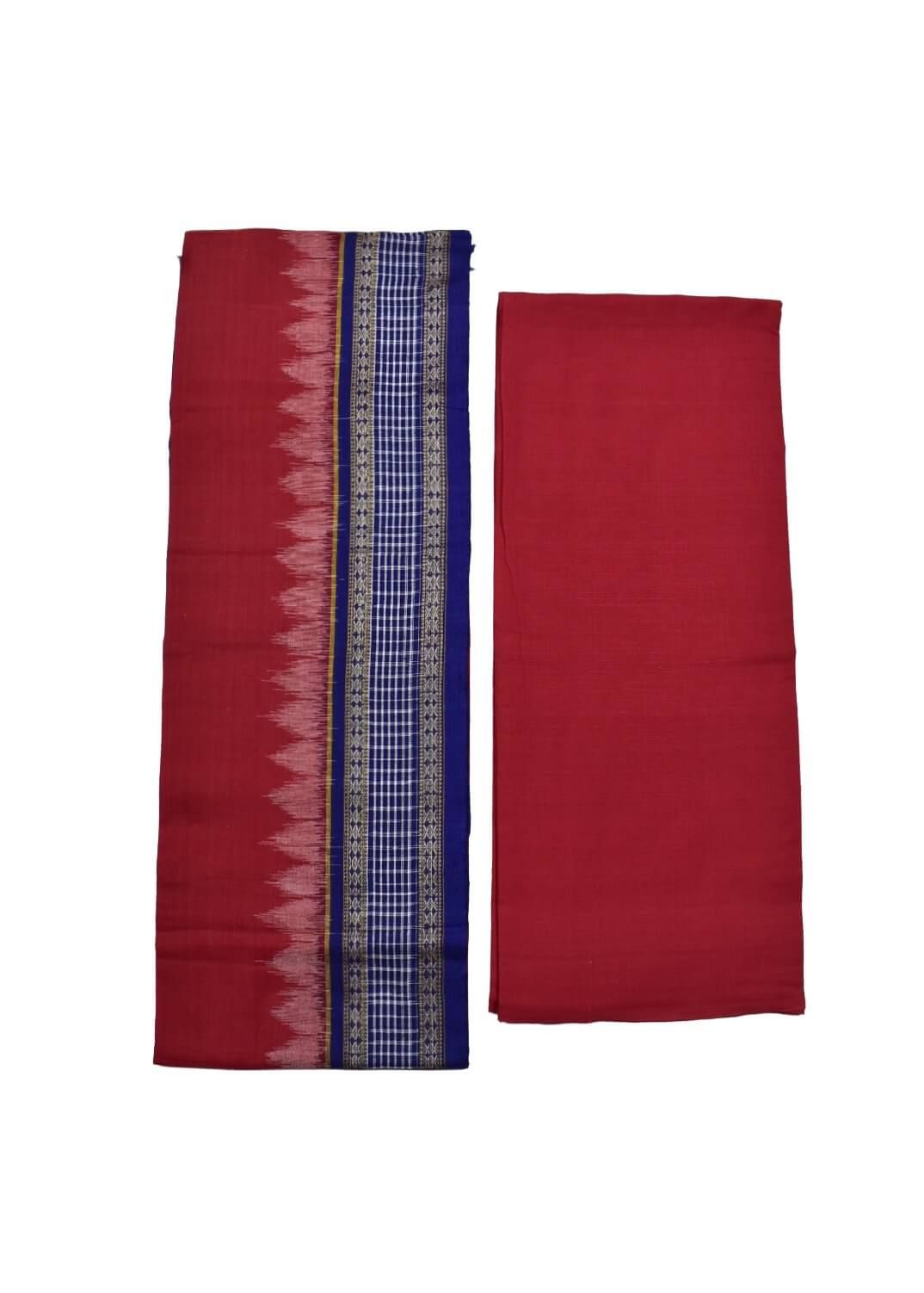 Blue Colour Pasapali Design Sambalpuri Handloom Cotton Dress Materials - Image 2