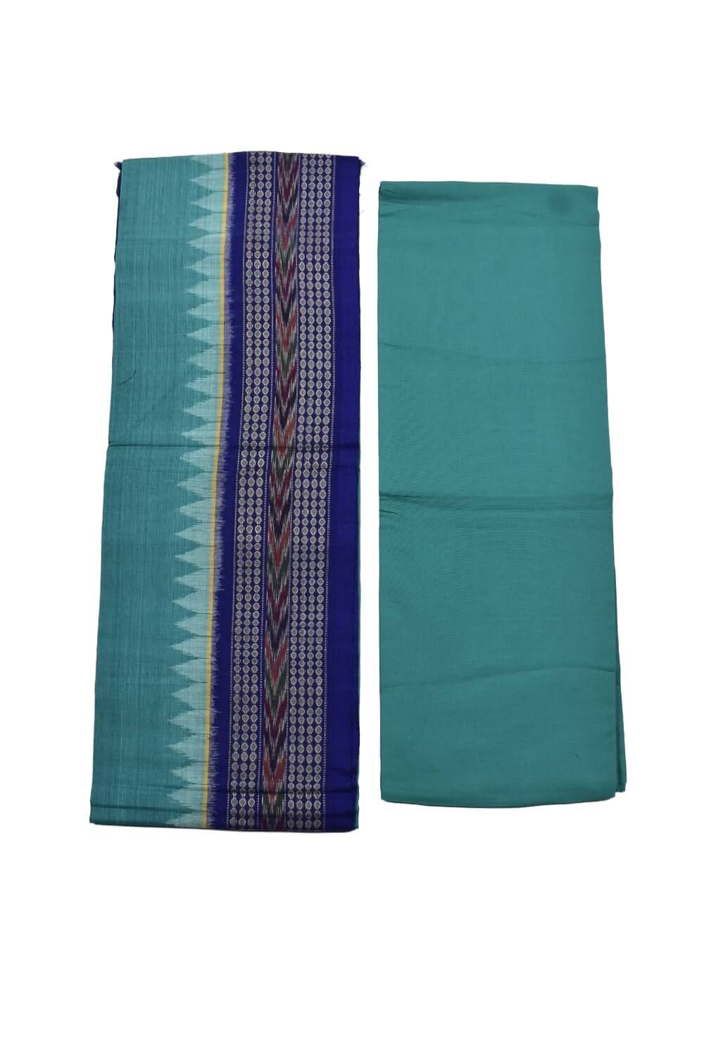 Blue Colour Pasapali Design Sambalpuri Handloom Cotton Dress Materials - Image 2