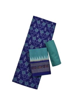Blue Colour Pasapali Design Sambalpuri Handloom Cotton Dress Materials