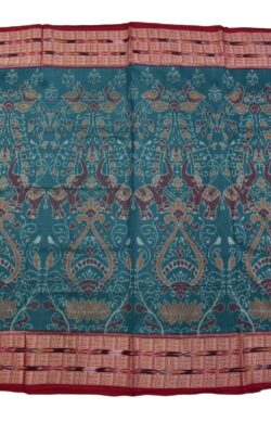 Rama Green Colour Sambalpuri Handloom Bandha Cotton Saree