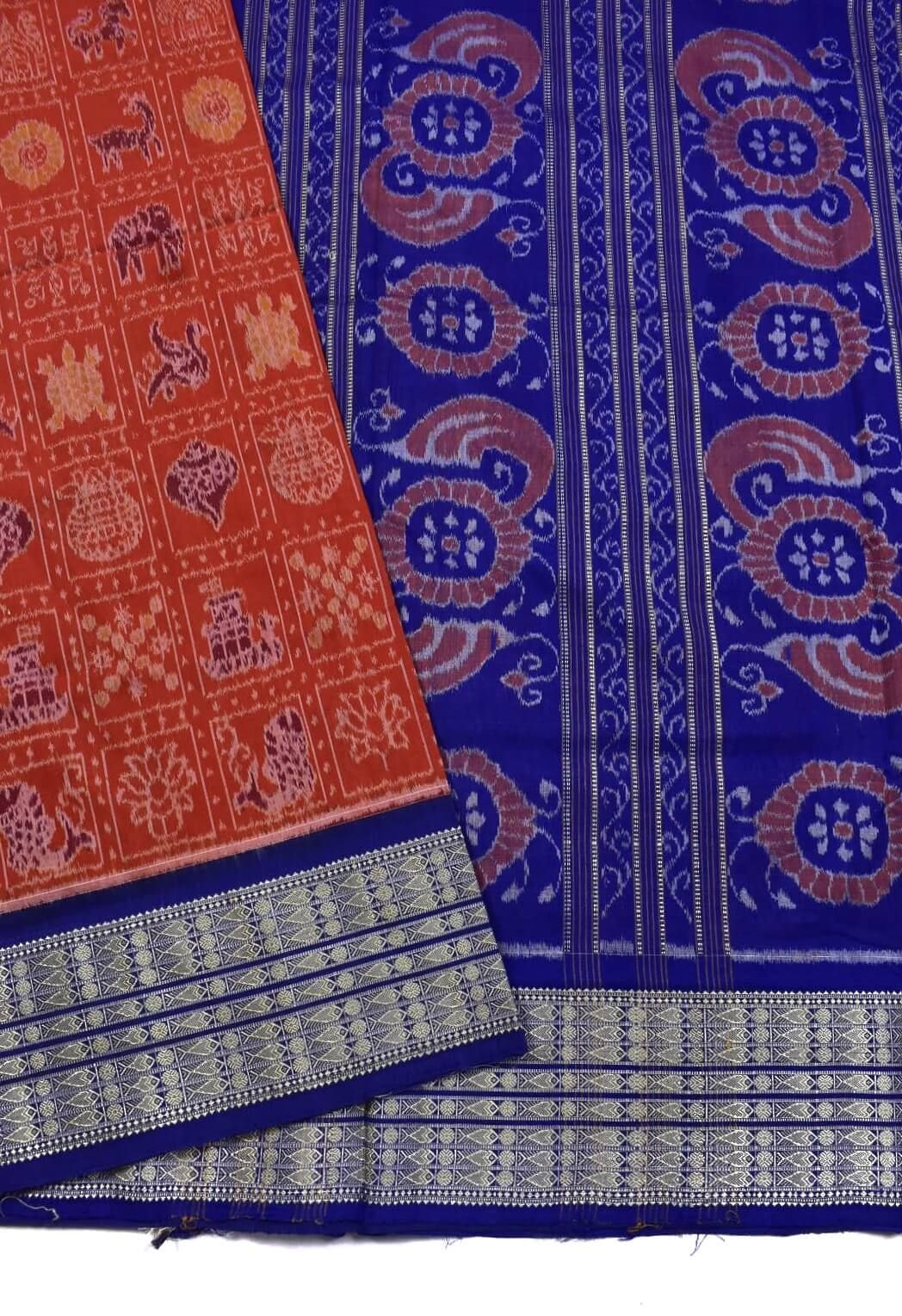 Orange Colour Nabakothi Design Sambalpuri Handloom Cotton Saree - Image 3
