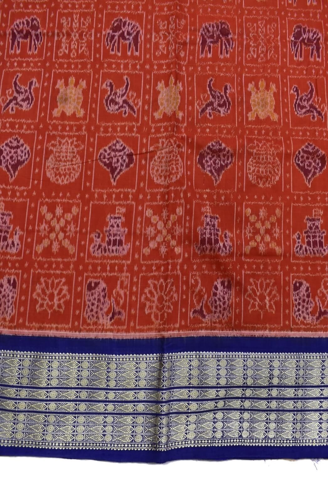 Orange Colour Nabakothi Design Sambalpuri Handloom Cotton Saree - Image 4
