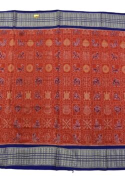 Orange Colour Nabakothi Design Sambalpuri Handloom Cotton Saree