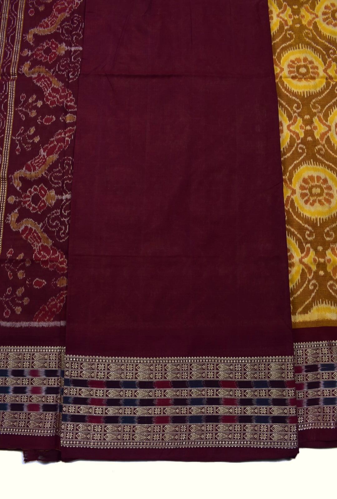 Yellow Colour Sambalpuri Handloom Cotton Saree - Image 5