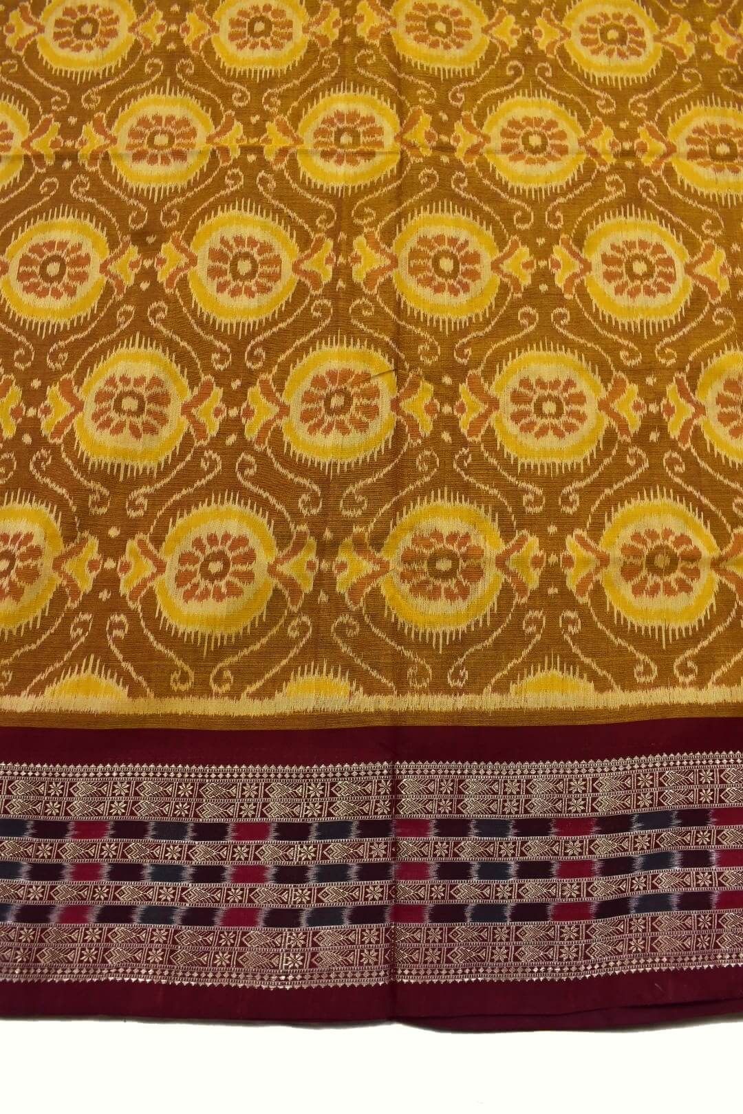 Yellow Colour Sambalpuri Handloom Cotton Saree - Image 4