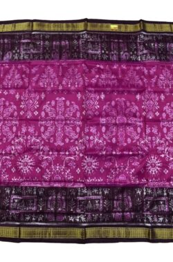 Pink-Coffe  Combination Sambalpuri Handloom Half Tissue Silk Saree