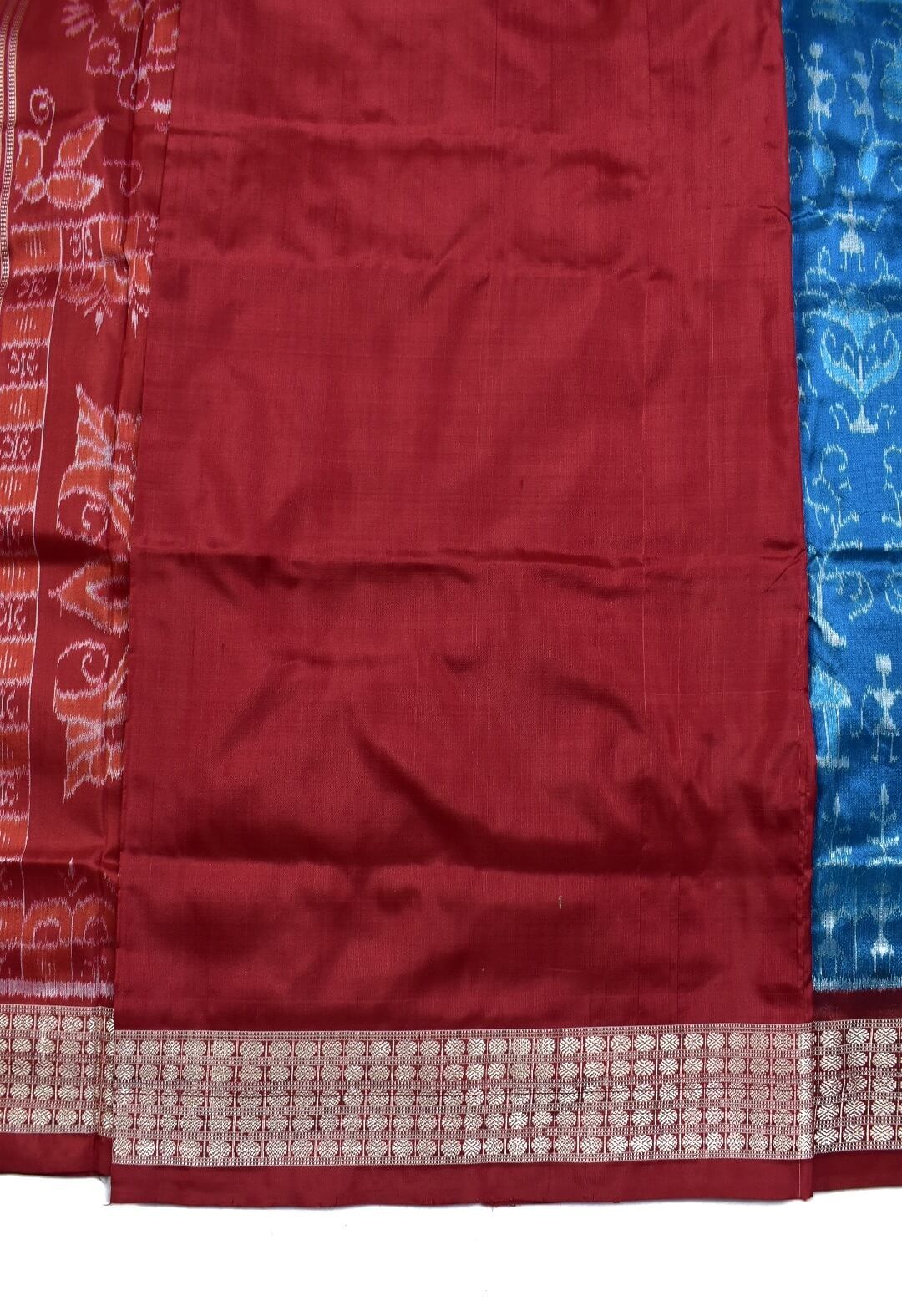 Sky Colour Tribal Design Sambalpuri Handloom Bandha Silk Saree - Image 5