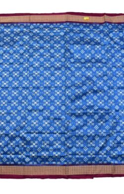 Sky Colour Pasapali Design Sambalpuri Handloom Bandha Silk Saree