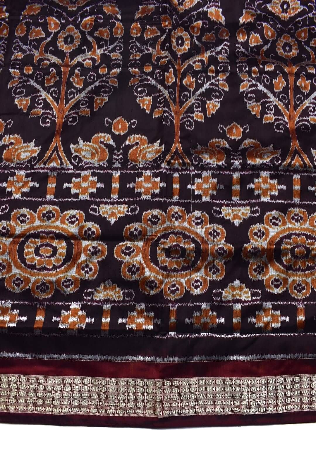 Coffe Colour Sambalpuri Handloom Bandha Silk Saree - Image 4