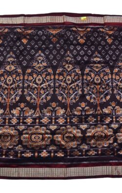 Coffe Colour Sambalpuri Handloom Bandha Silk Saree