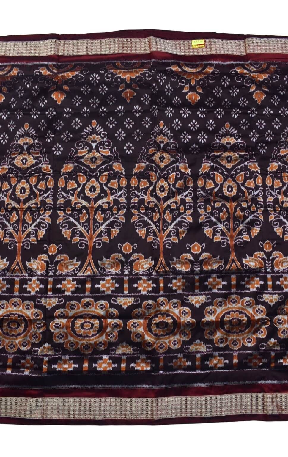 Coffe Colour Sambalpuri Handloom Bandha Silk Saree