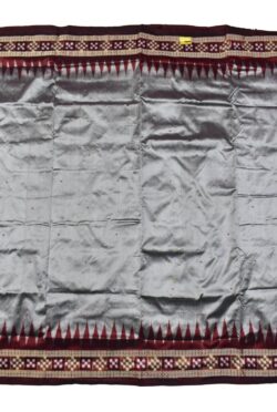 Silver Colour Pasapali Design Sambalpuri Handloom Bandha Silk Saree