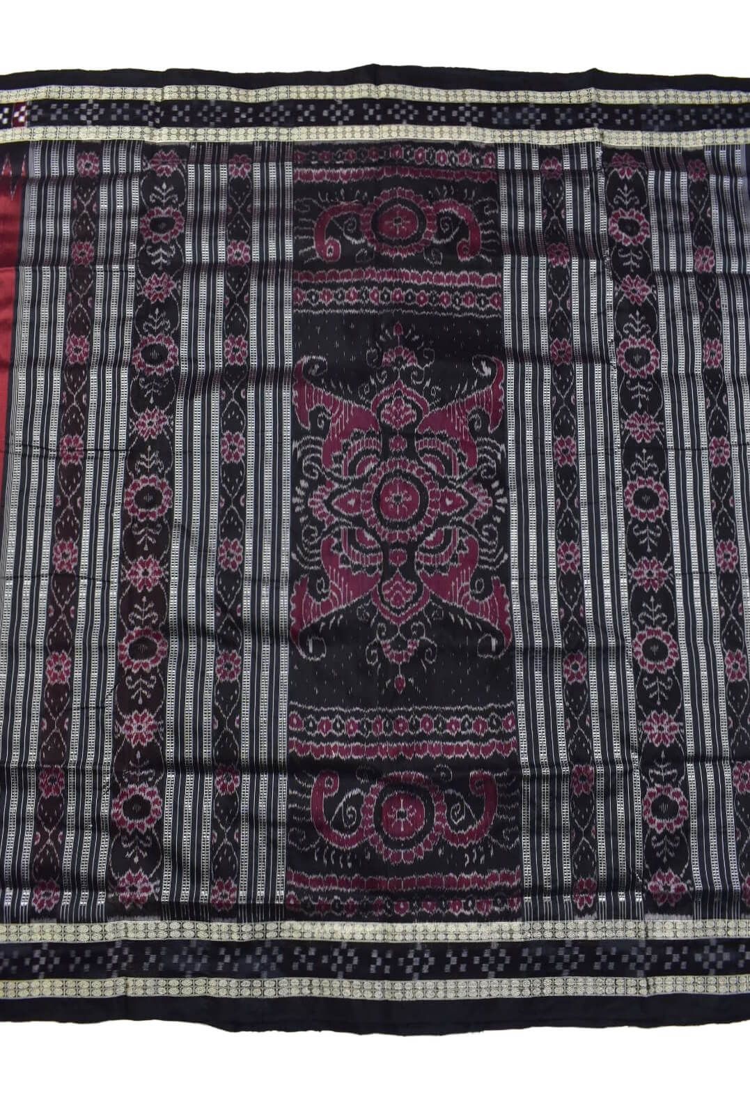 Red Colour Pasapali Design Sambalpuri Handloom Bandha Silk Saree - Image 2