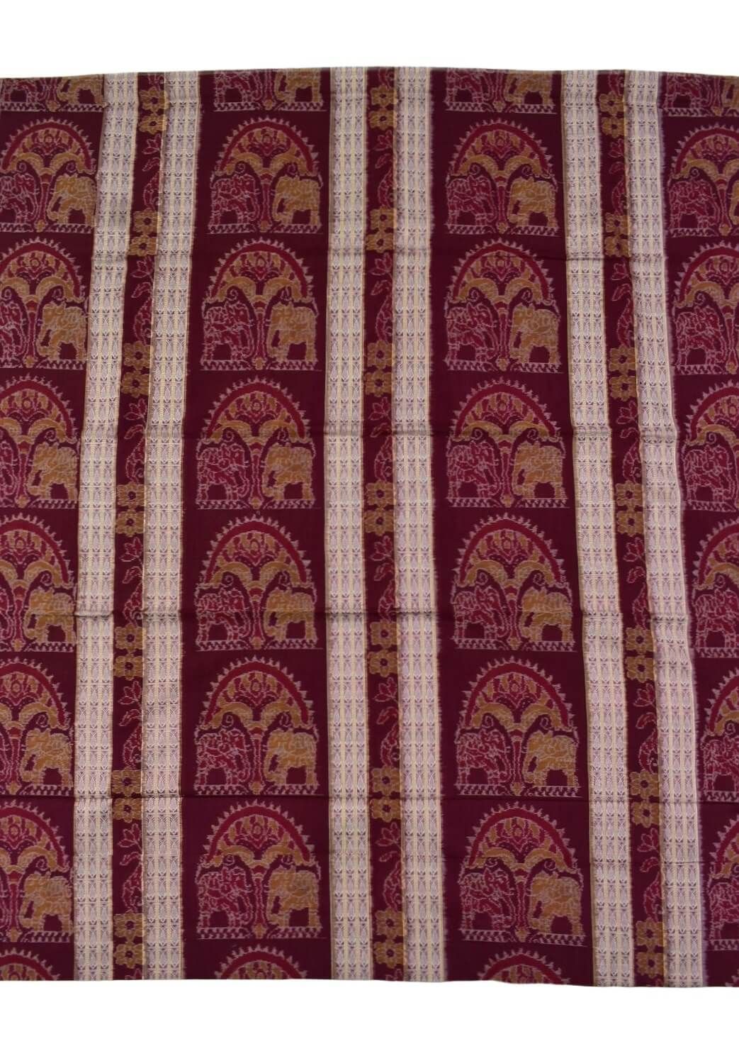 Maroon Colour Elephant Design Sambalpuri Handloom Cotton Dress Materials - Image 4