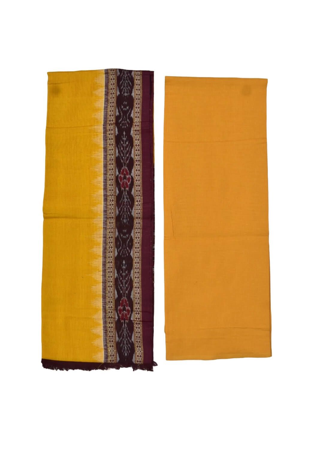 Maroon Colour Elephant Design Sambalpuri Handloom Cotton Dress Materials - Image 2