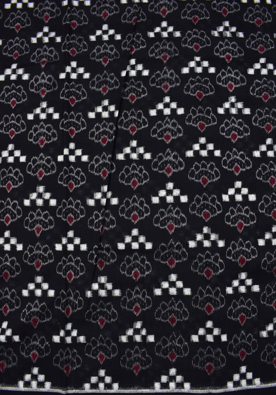 Black Colour Pasapali Design Sambalpuri Handloom Cotton Dress Materials - Image 5