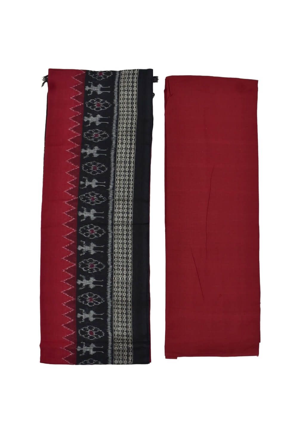 Black Colour Pasapali Design Sambalpuri Handloom Cotton Dress Materials - Image 2