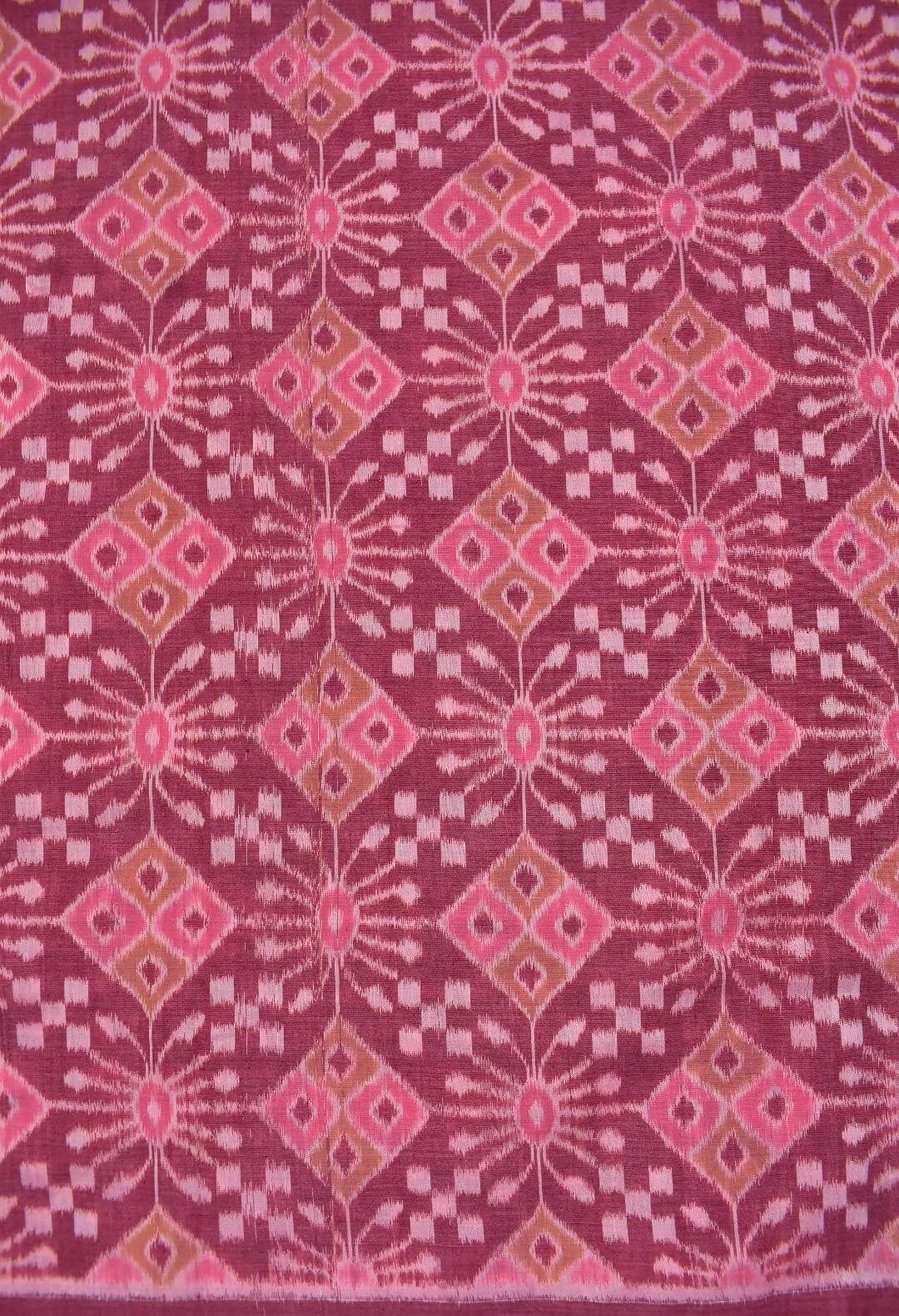 Baby Pink Colour Sambalpuri Handloom Cotton Fabrics - Image 2