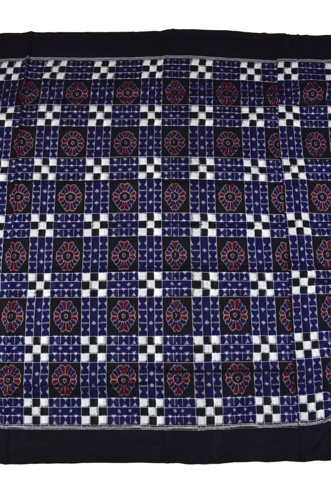 Blue-Black Combination Sambalpuri Handloom Utkallaxmi Cotton fabrics - Image 3