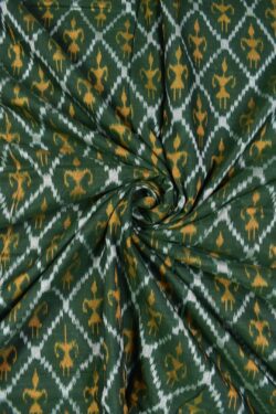 Green Colour Tribal Design Sambalpuri Handloom Cotton Fabrics