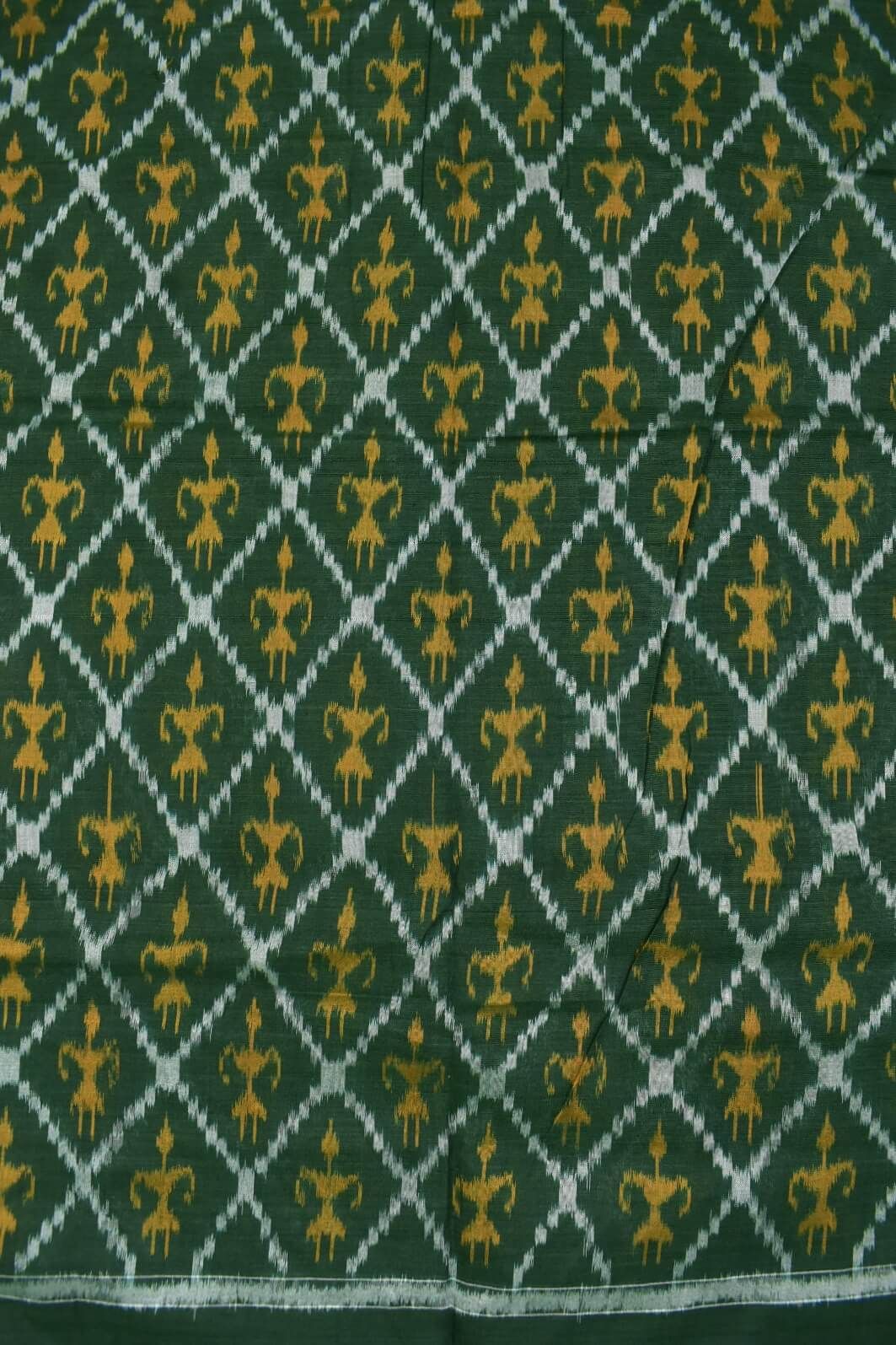 Green Colour Tribal Design Sambalpuri Handloom Cotton Fabrics - Image 2