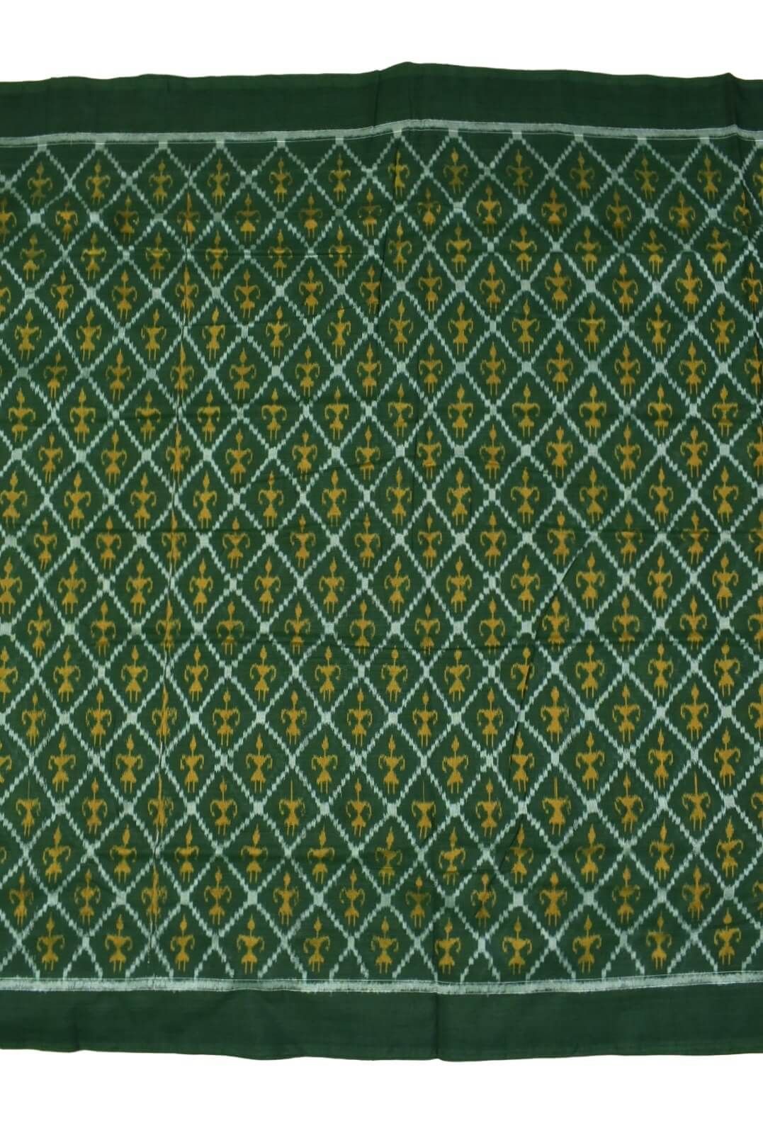 Green Colour Tribal Design Sambalpuri Handloom Cotton Fabrics - Image 3