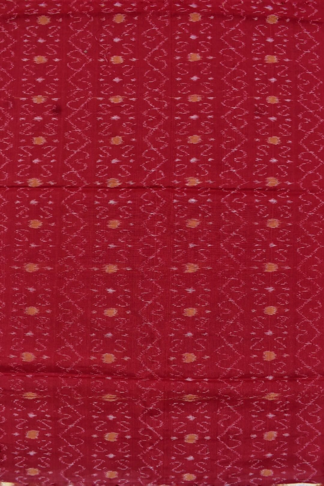 Red Colour Pasapali Design Sambalpuri Handloom Cotton Dress Materials - Image 5