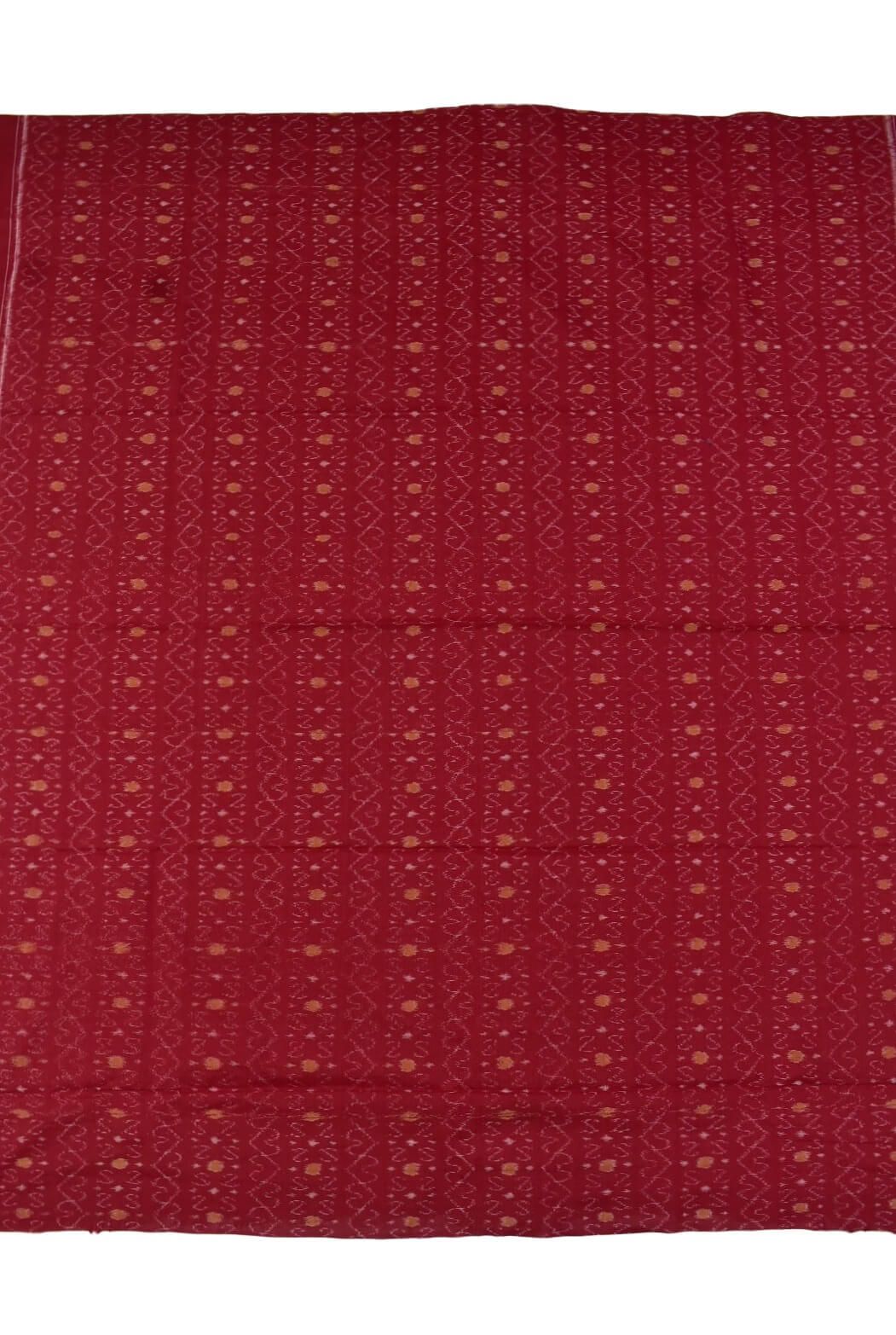 Red Colour Pasapali Design Sambalpuri Handloom Cotton Dress Materials - Image 4