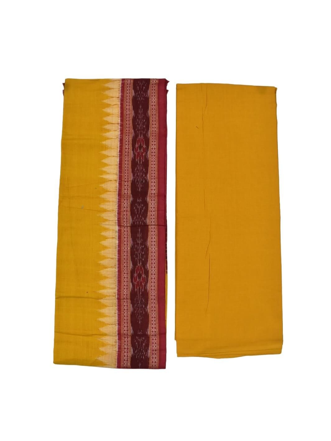 Red Colour Pasapali Design Sambalpuri Handloom Cotton Dress Materials - Image 2