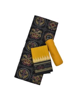 Black Colour Pasapali Design Sambalpuri Handloom Cotton Dress Materials