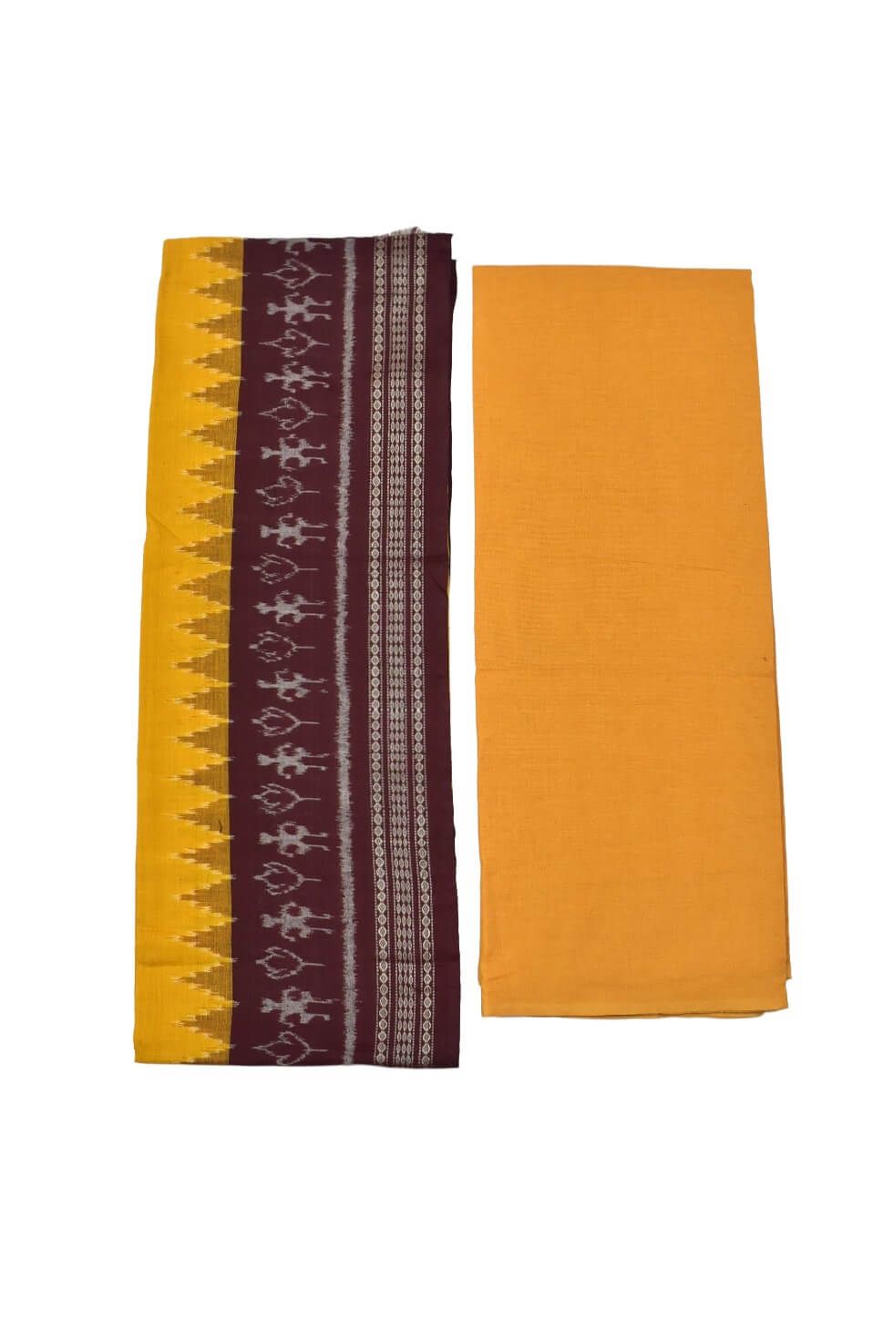 Maroon Colour Pasapali Design Sambalpuri Handloom Cotton Dress Materials - Image 2