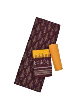 Maroon Colour Pasapali Design Sambalpuri Handloom Cotton Dress Materials