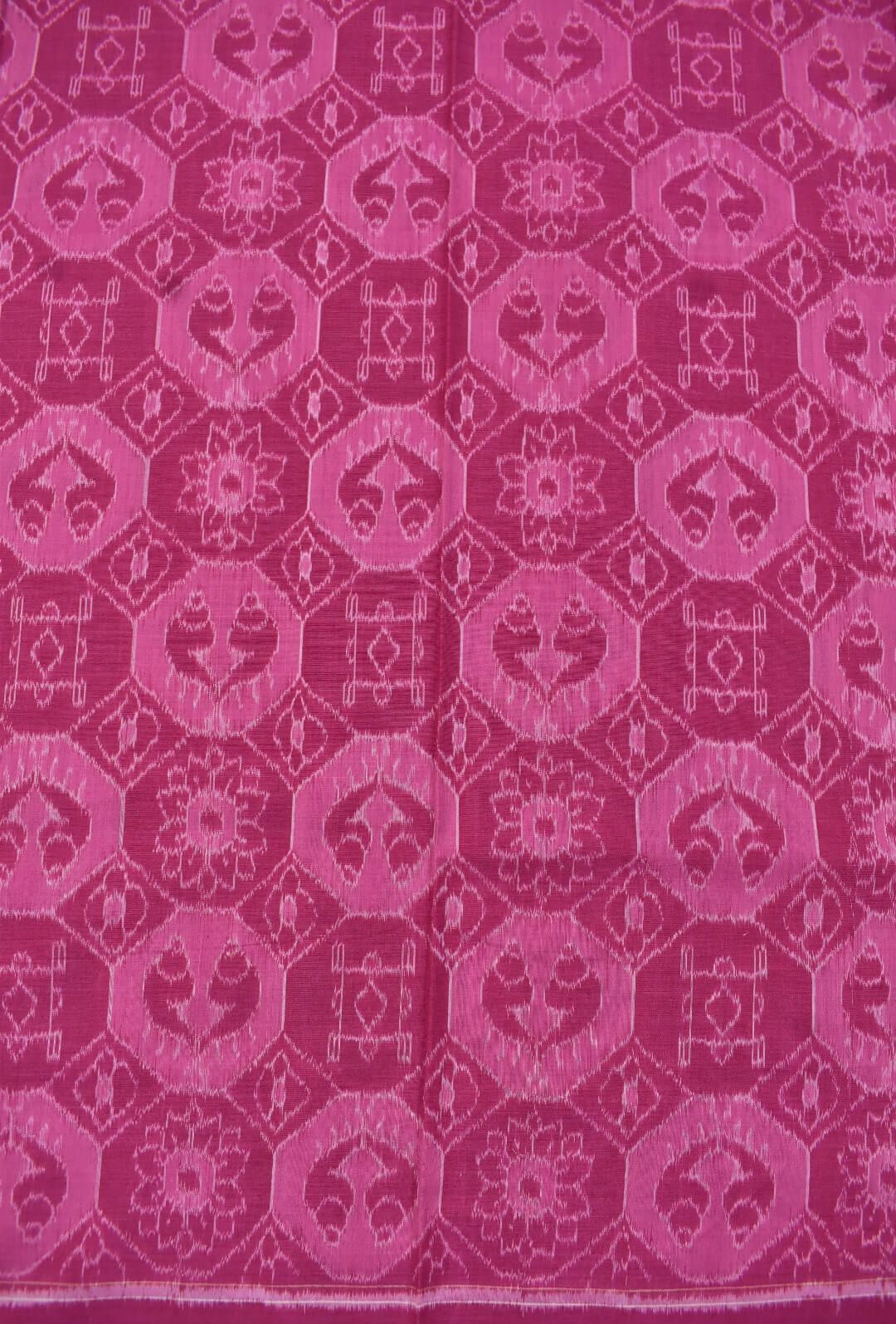 Pink Colour Pasapali Design Sambalpuri Handloom Cotton Dress Materials - Image 5