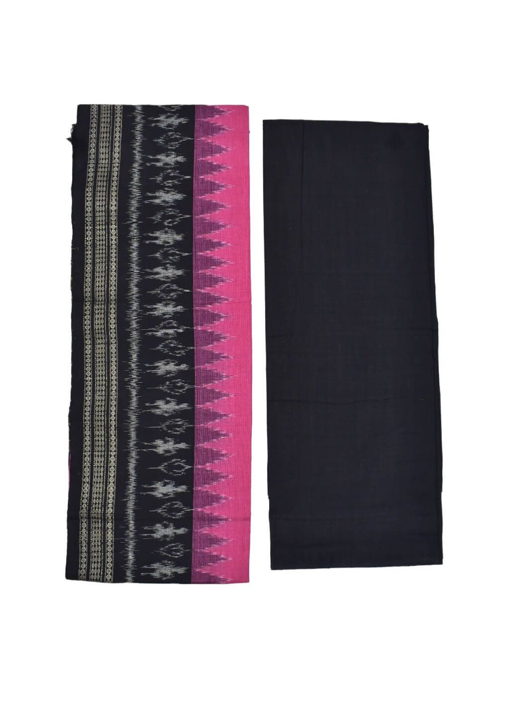 Pink Colour Pasapali Design Sambalpuri Handloom Cotton Dress Materials - Image 2